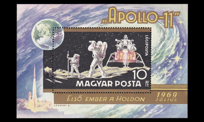 Unkari 2519BL72 ** Avaruus Apollo 11 kuulauskeutuminen blokk