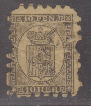 v.1866 10p leimattu aukonpaikka