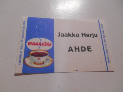 TT Etiketti Paulig Jaakko Harju AHDE