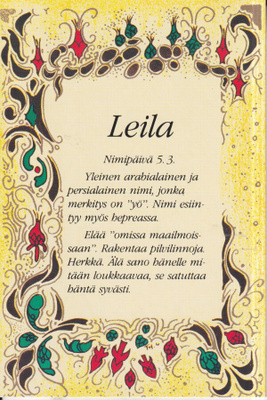 Leila , nimikortti .  e204