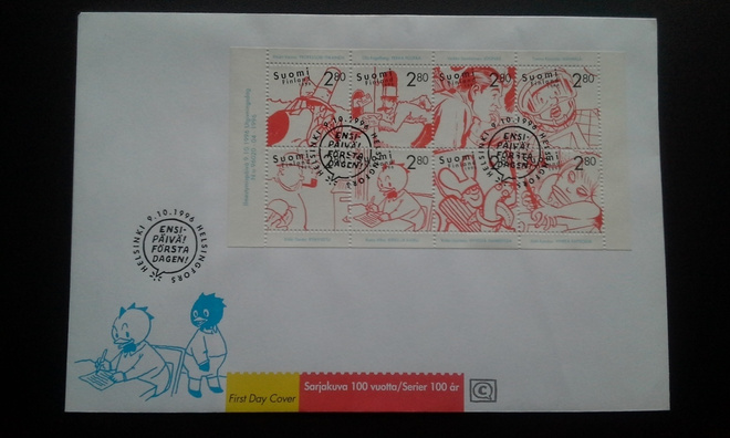 FDC FDC Sarjakuva 100 vuotta 9.10.1996 LaPe 1352-1359 V33
