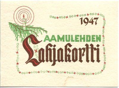 Aamulehden lahjakortti 1947