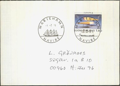 Mariehamn navire- leima kirjeellä 1988