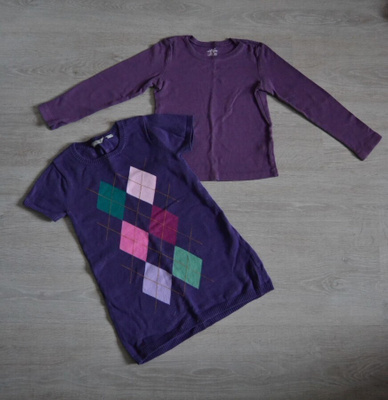 Lindex ohut neuletunika 122cm ja H&M trikoopaita 122/128cm