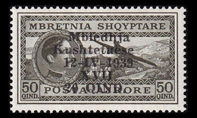 Albania 297 * Perustuslakikokous lentoposti 20/50 Q (1939)