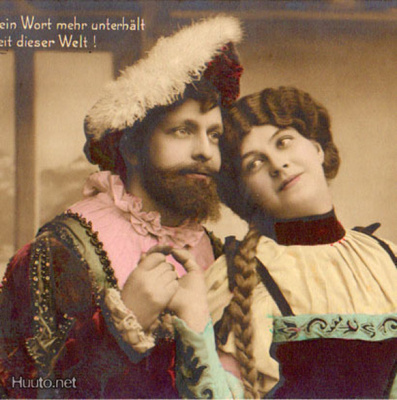 RAKKAUS / Lettipäinen tyttö ja mies. 1900-l.
