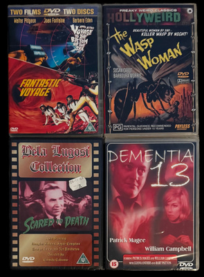 4xHORROR DVD Wasp Woman+Fantastic Voyage+Dimentia 13+Lugosi
