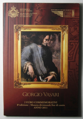 2011 SAN MARIO 2euro juhlaraha GIORGIO VASARI kansiossa