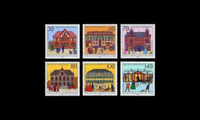 Saksa 1563-8 ** Historiallisia postirakennuksia (1991)