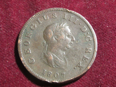 1/2 penny 1807. Iso-Britannia