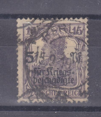 Saksa reich 1919 Sotainvalidien tuki LaPe 102 leimattuna.