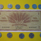 11 kpl 1 markka 1952-1962 koko sarja ja 1 mk seteli 1963 - pikkukuva 1