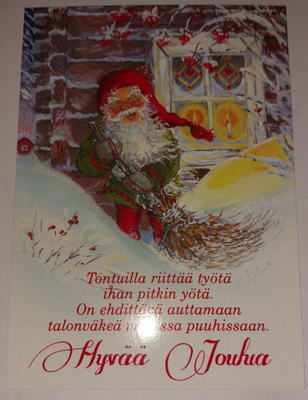 Joulukortti kiiltopinnalla