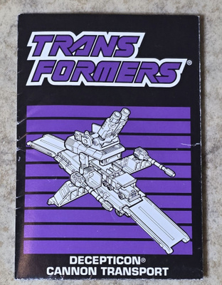 Transformers G1 CANNON TRANSPORT 1990 - Ohjekirja