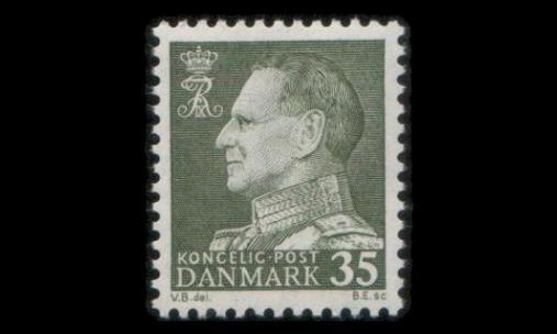 Tanska 392x ** Frederik IX 35 öre viher.musta X-paperi (196