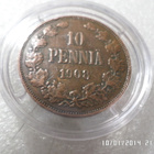 10  penniä  1908  siistikuntoinen   Pillerissä. - pikkukuva 1