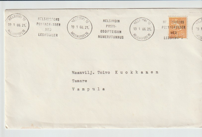Postileima,    HELSINKI 10, viestillinen 19.1.1966