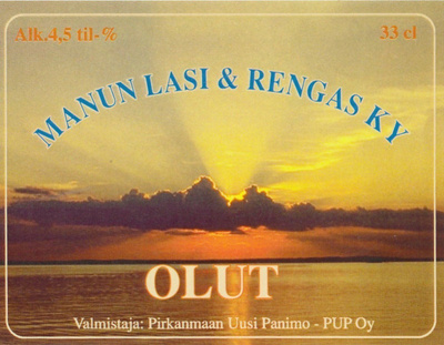 Olutetiketti  Manun Lasi & Rengas Ky olut   c11
