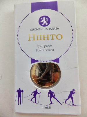 Suomi 5 Euro 2016 Hiihto PROOF Alkup Pakkaus