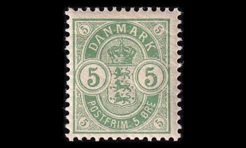 Tanska 34ZB * Vaakuna ovaalissa 5 öre (12¾) (1884)