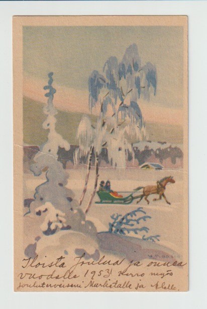 Postikortti, TAIDE, M.Maasio, Joulukortti v1952