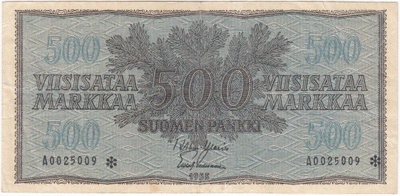 500 Markkaa 1955 A-sarjaa tähdellä, kl.4