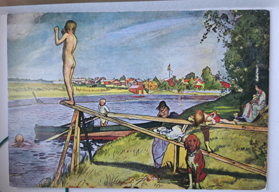 Carl Larsson lapset uimassa, kulkematon