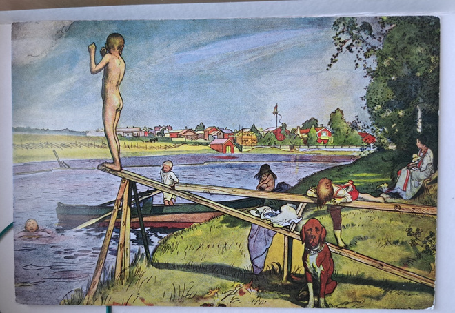 Carl Larsson lapset uimassa, kulkematon