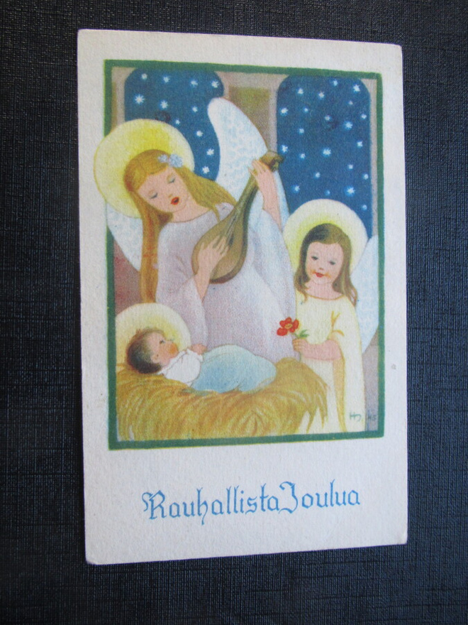 Rauhallista Joulua. Helga Sjöstetdt. Postikortti