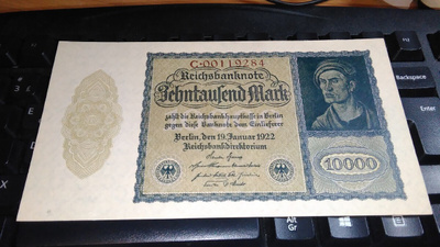 Germany Saksa 10000 Mark 1922 P70 UNC