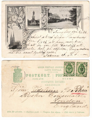 Vanha kortti, kuvia Helsingistä, vuodelta 1906