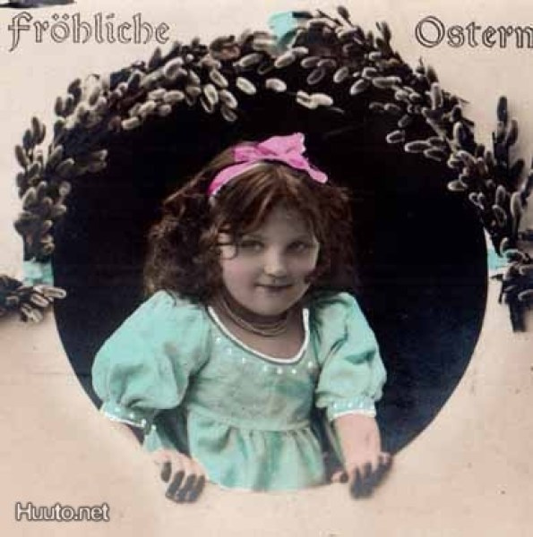 LAPSI / Veikeä tyttö ja pajunkissat. 1900-l.