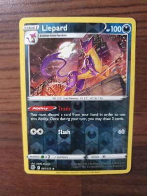 Pokemon Liepard 091/172 Reverse holo rare
