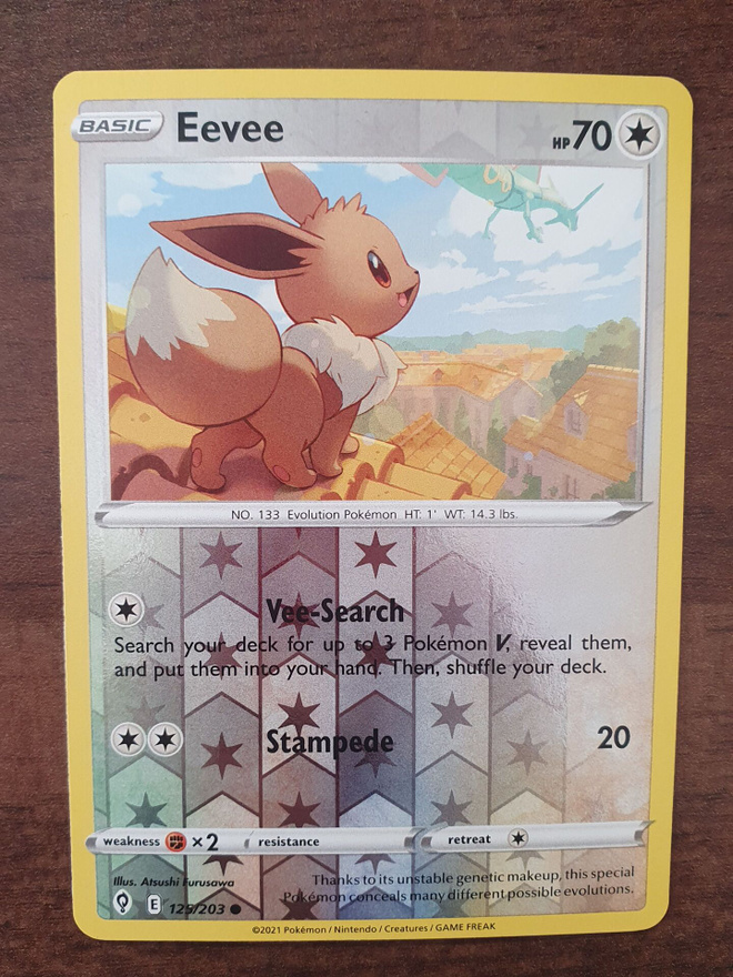 Pokemon Eevee 125/203 Reverse holo - Rayquaza cameo