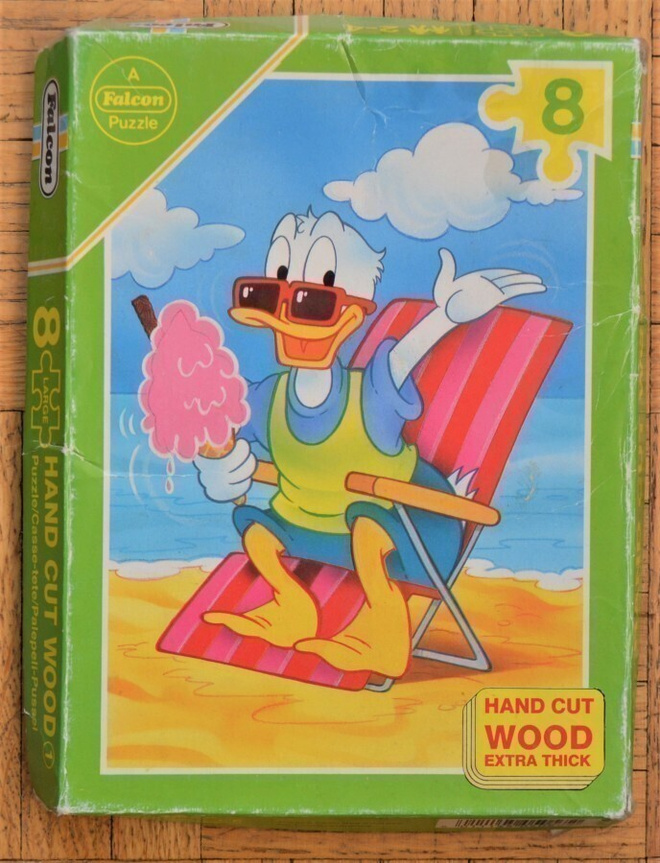 vanha 8-palanen puinen Disney Donald Duck -palapeli