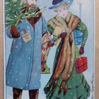 Pariskunta jouluostoksilla lumisateessa, p. 1908 - pikkukuva 1