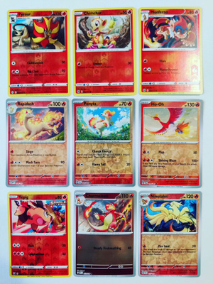Pokemon Reverse Holo kortteja 9kpl