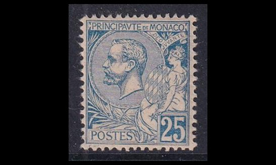 Monaco 25 * Prinssi Albert I 25 C sininen (1901)