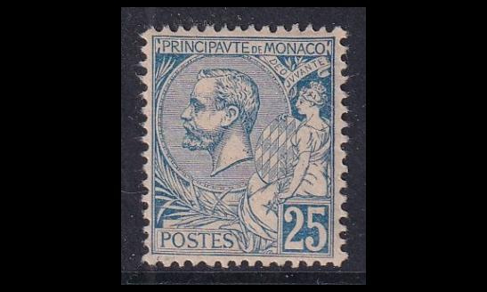 Monaco 25 * Prinssi Albert I 25 C sininen (1901)