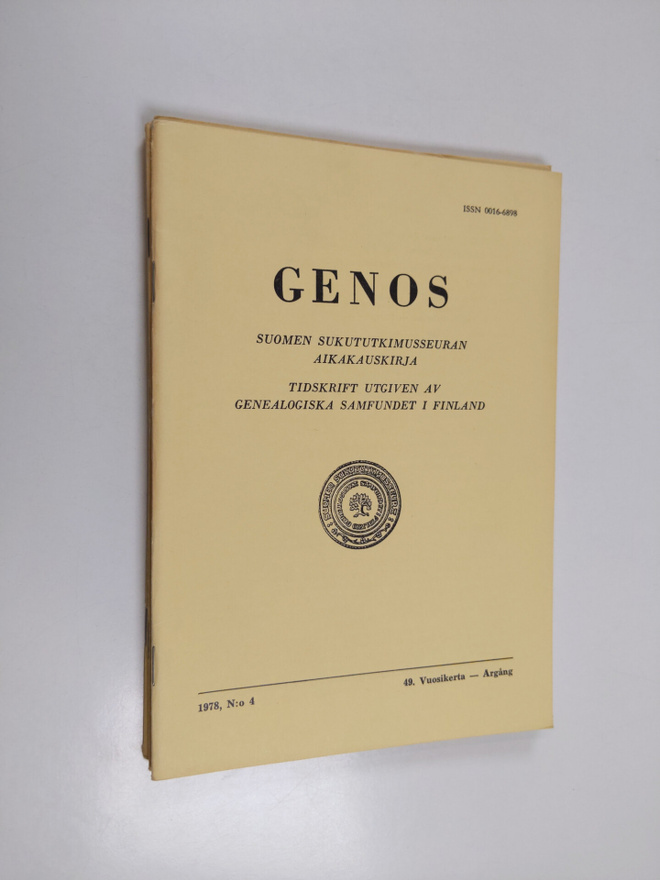 Genos vuosikerta 1978 (1-4) : Suomen sukututkimusseuran a...