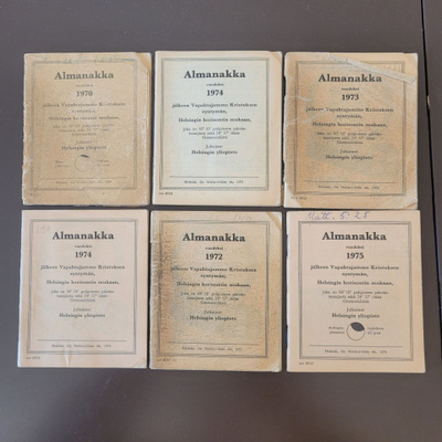 Vanhat Almanakat 1970-luvulta – 6 kpl, mm. 1970, 1974, 1975