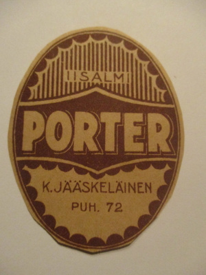 VANHA OLUTETIKETTI -  PORTER K.JÄÄSKELÄINEN IISALMI  (P279)