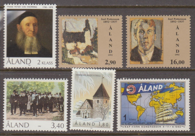 Åland v.1992 Merkkejä postituoreena**