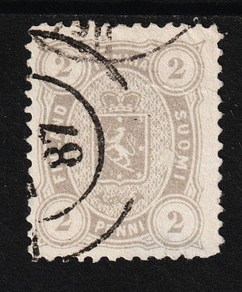 1882 2pennin Vaakunamerkki leimattuna