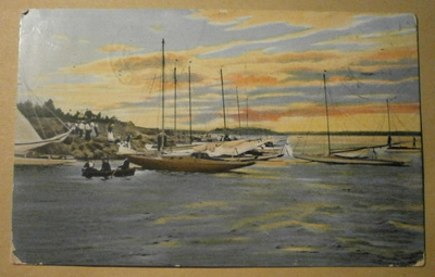 Helsinki, saaristosta, väkeä, jaalat, väripk, p. 1912
