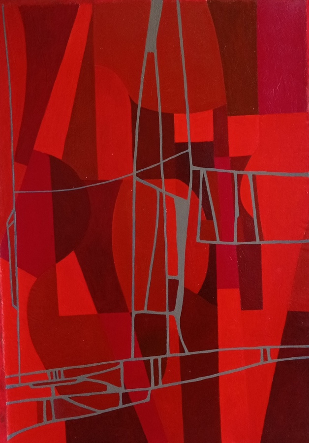 Punainen   Akryylimaalaus kankaalle 110 cm x 75 cm