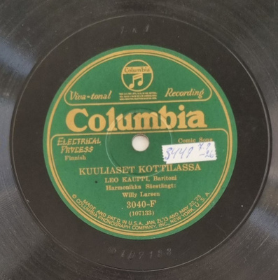Savikiekko 1926 - Leo Kauppi - Columbia 3040-F