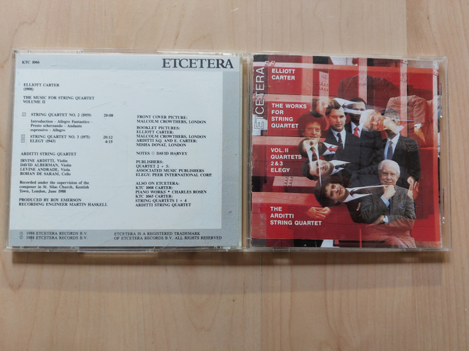 ELLIOT CARTER  – STRING QUARTETS etc. orig. EU  1988    CD