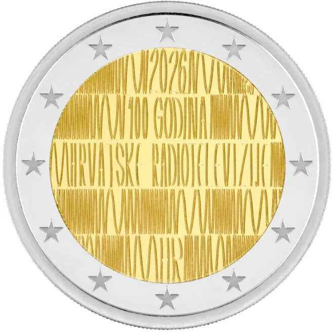 ** KROATIA 2€ 2026 Radio ja televisio 100 v. pillerissä **