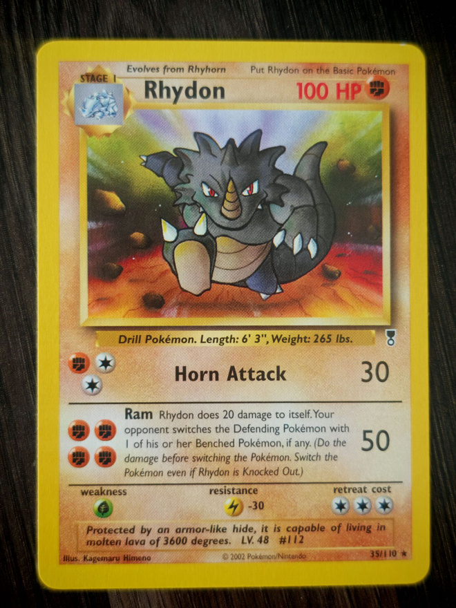 Pokemon kortti Rhydon Legendary collection rare